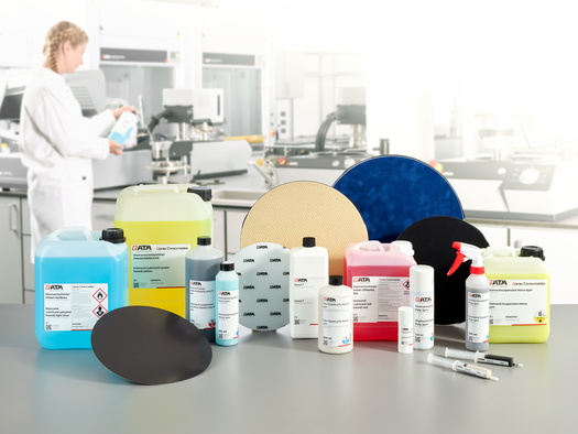 Gama de consumibles QATM QPREP - discos, suspensiones, lubricantes y resinas
